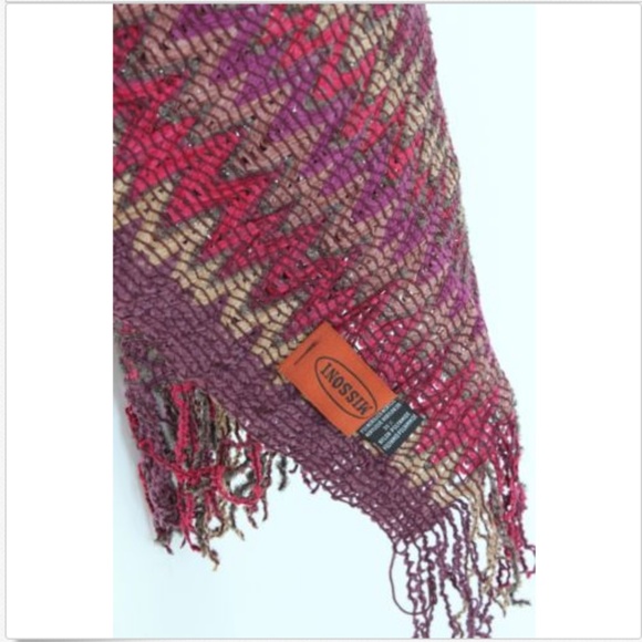 Missoni Scarf Long Fringe Multicolor Zig Zag Knit 70in L - Picture 7 of 7